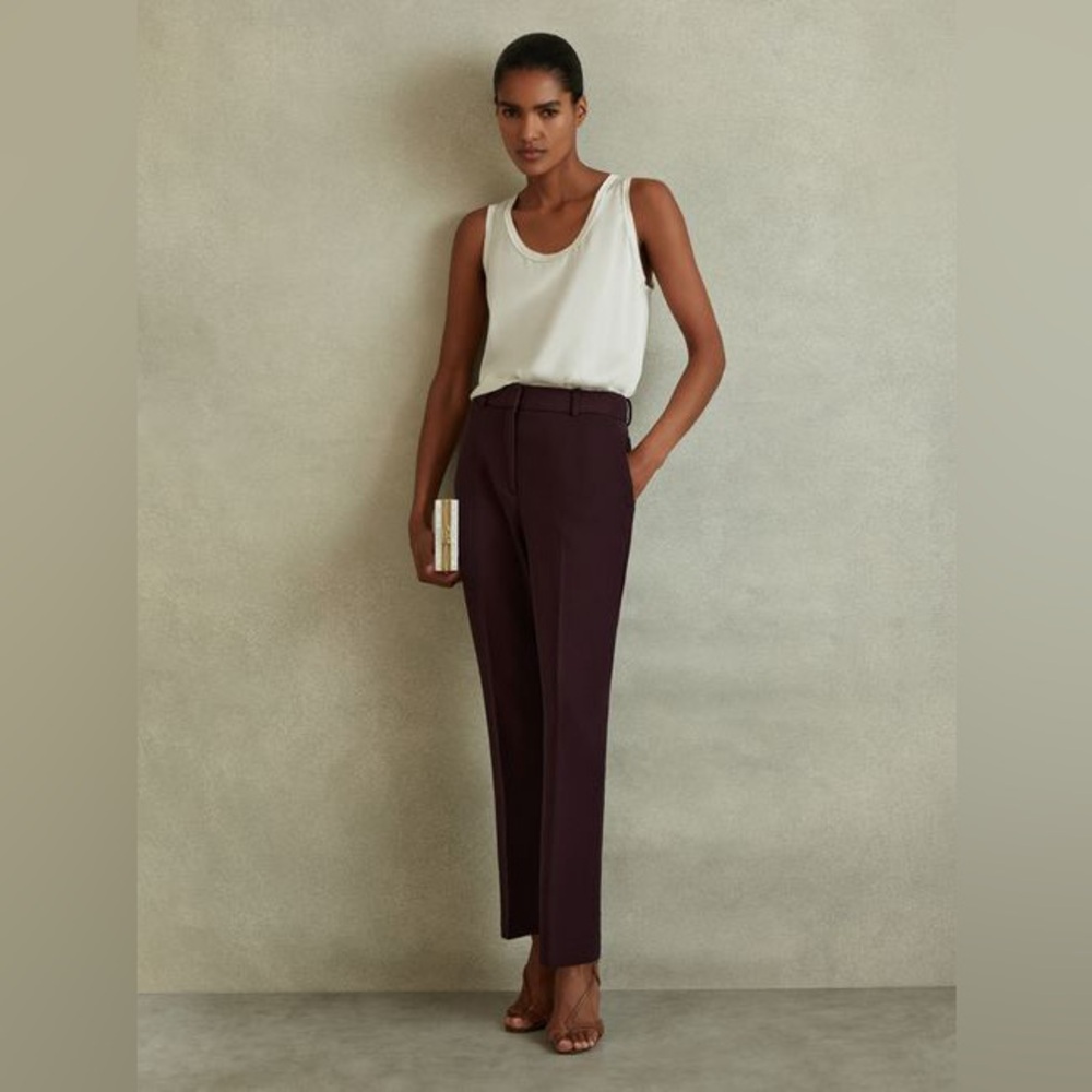 REISS JOANNE-SLIM LEG TROUSER BERRY COLOR - NWT - SIZE USA 12